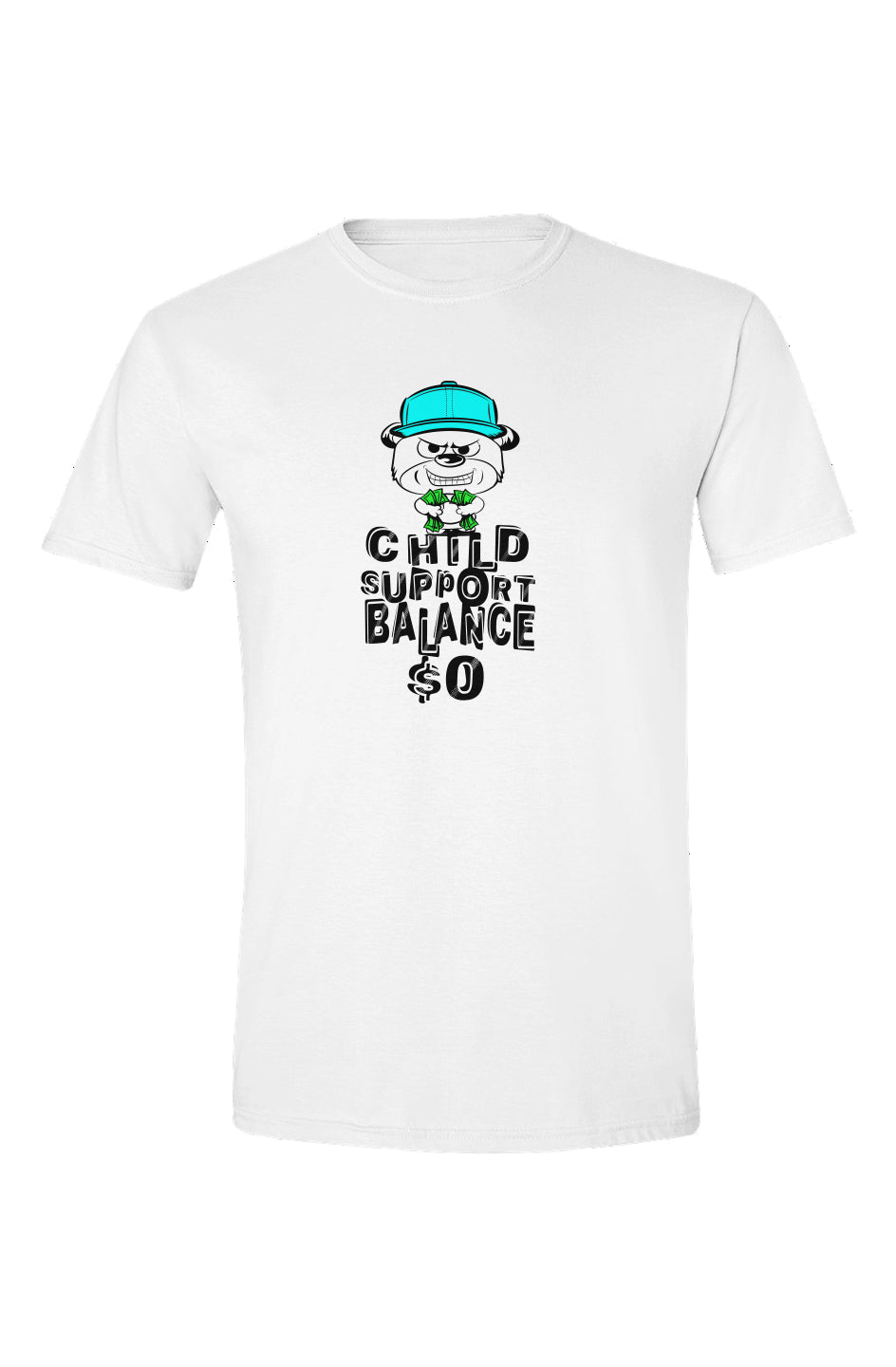 White tee; Cyan