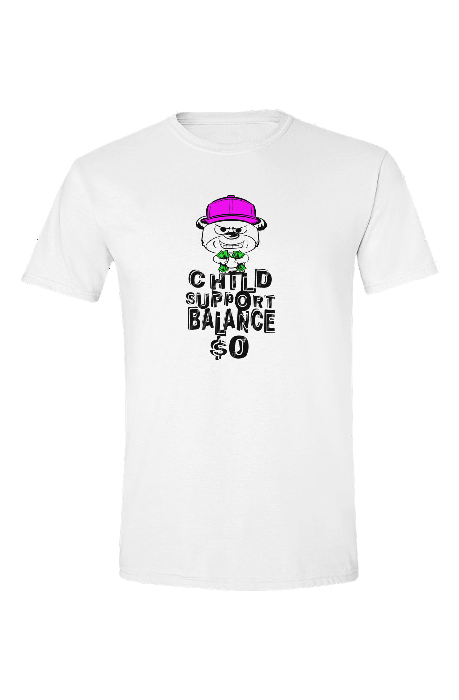 White tee; magenta