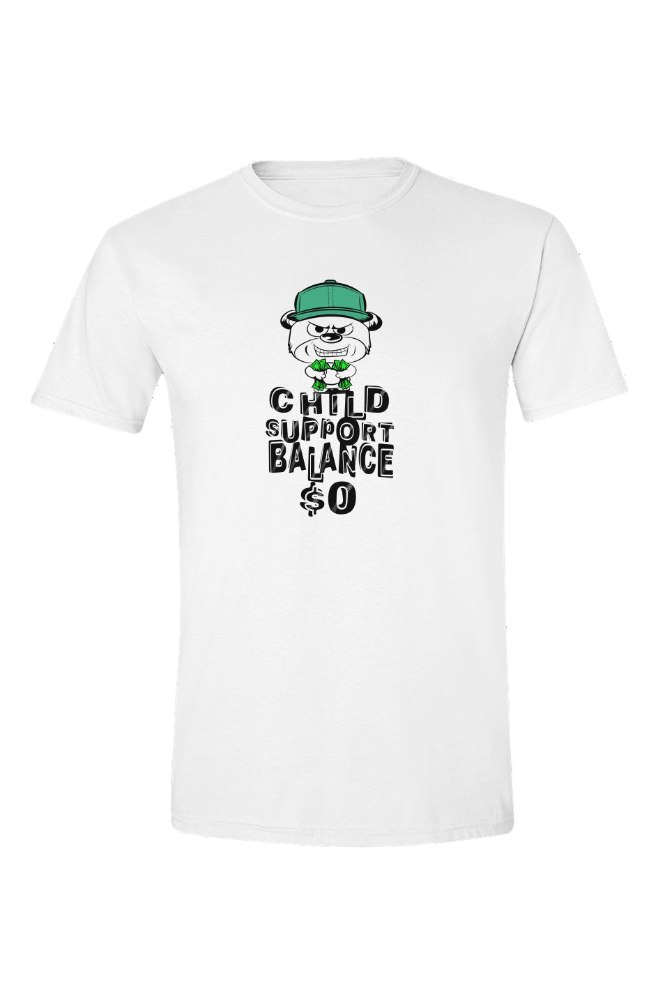 White tee; Mint green