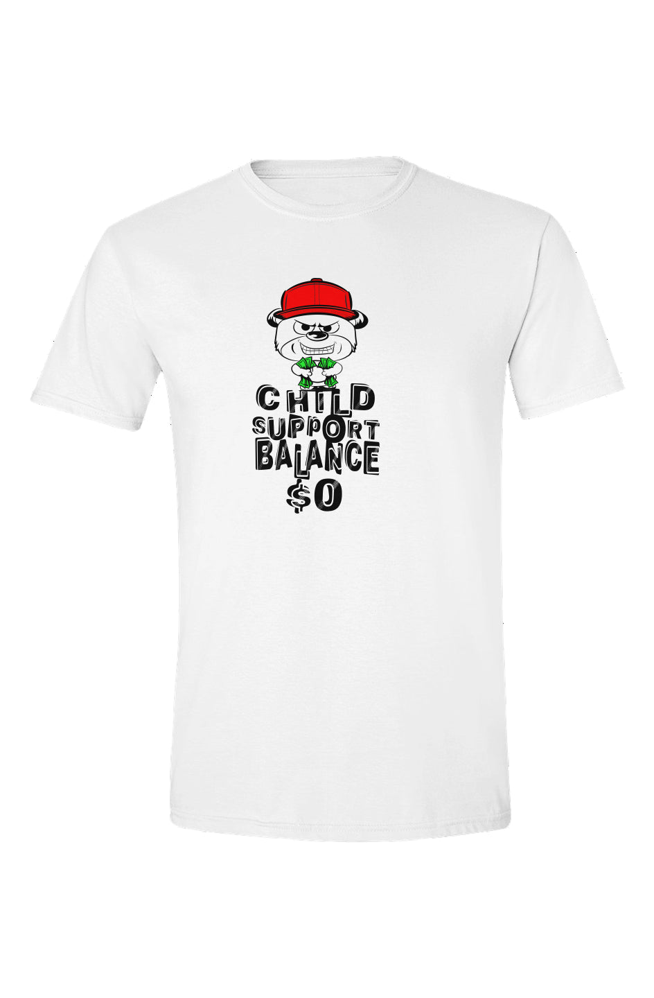 White tee; red