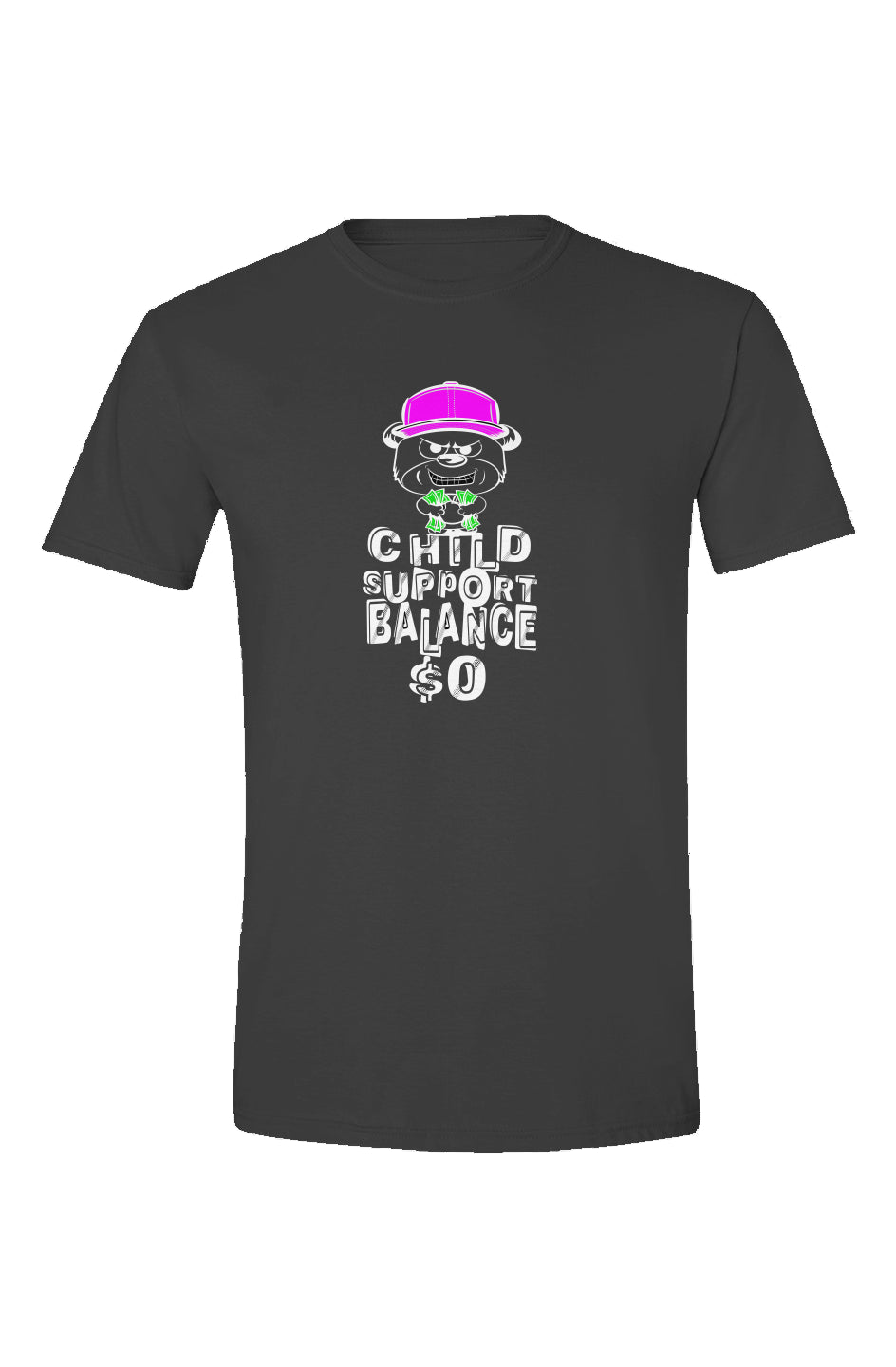 Black tee; magenta