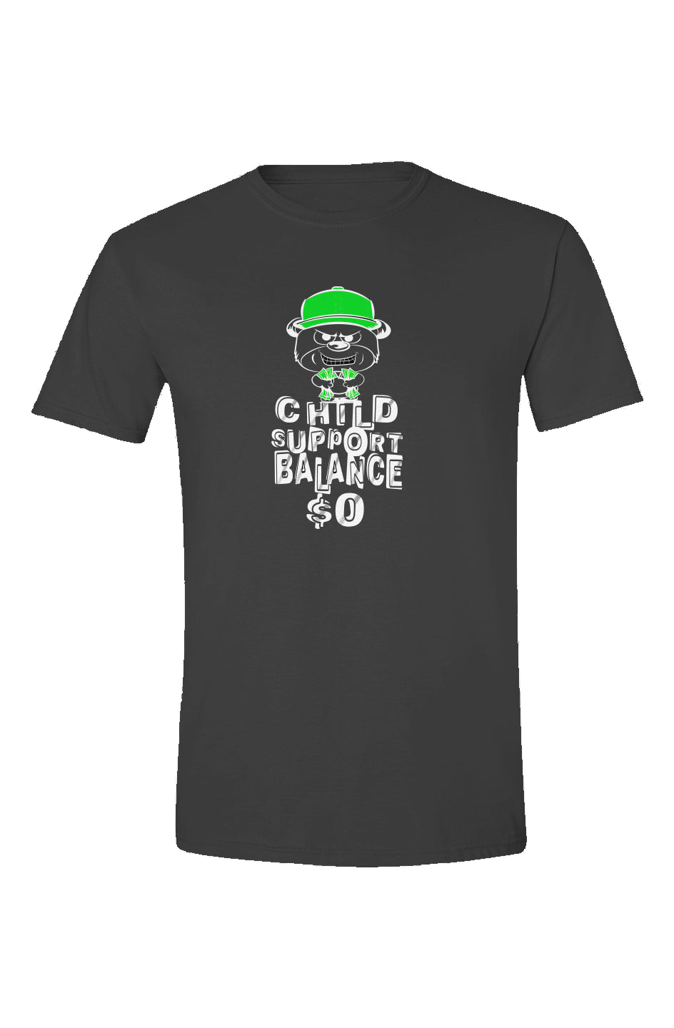 Black tee; green