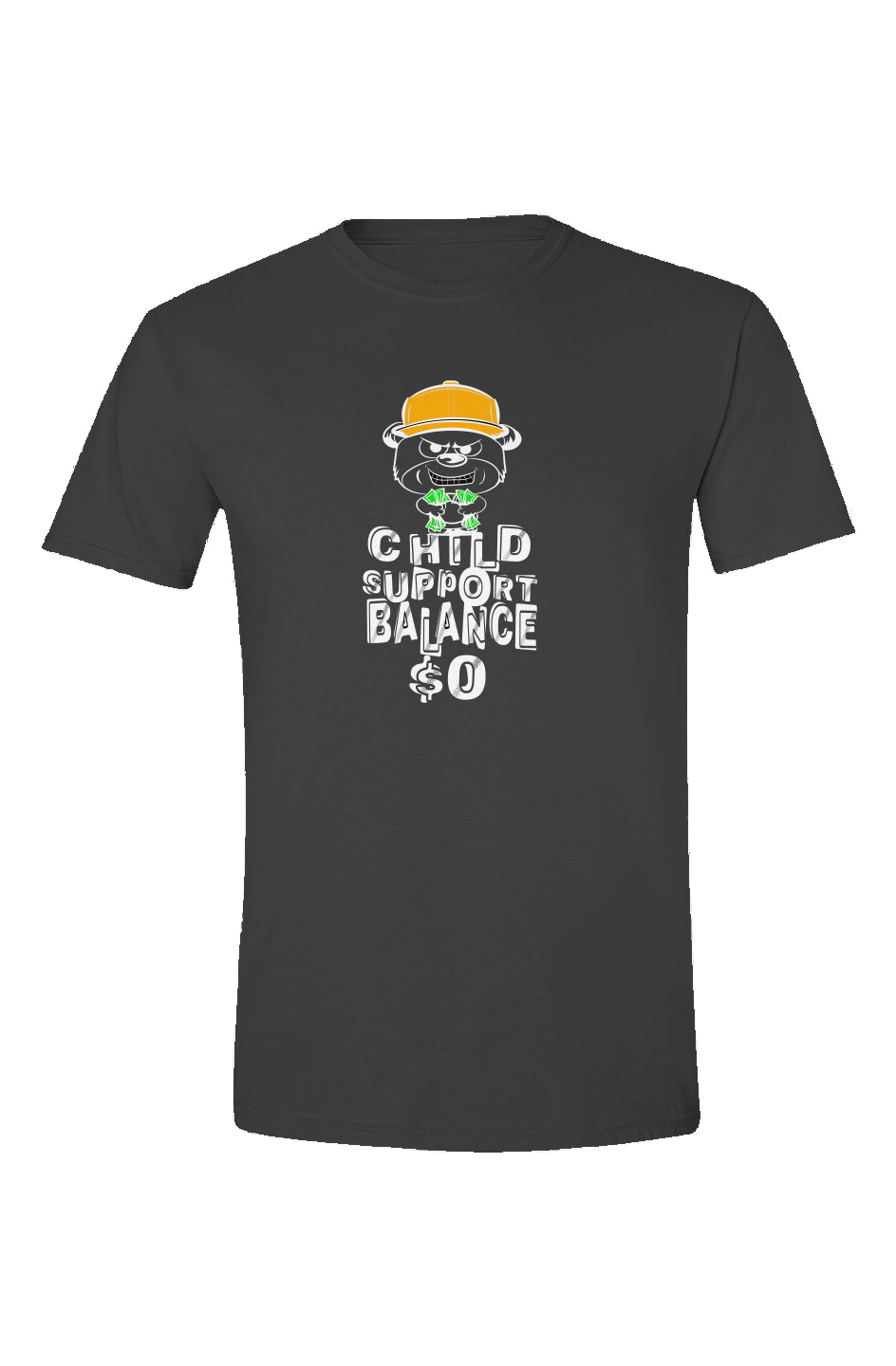 Black tee; orange