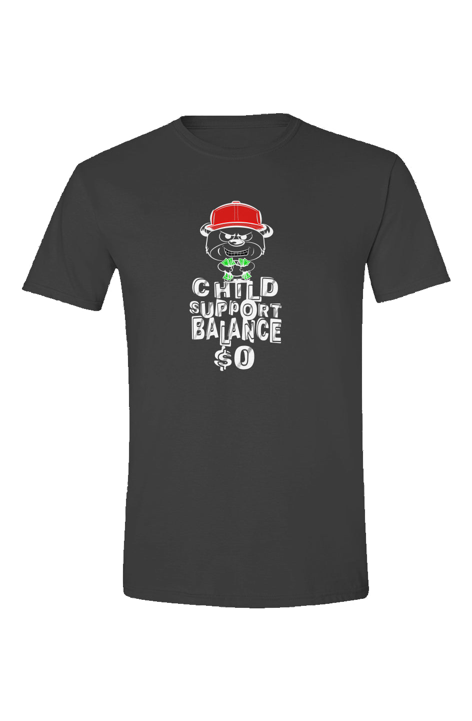 Black tee; red