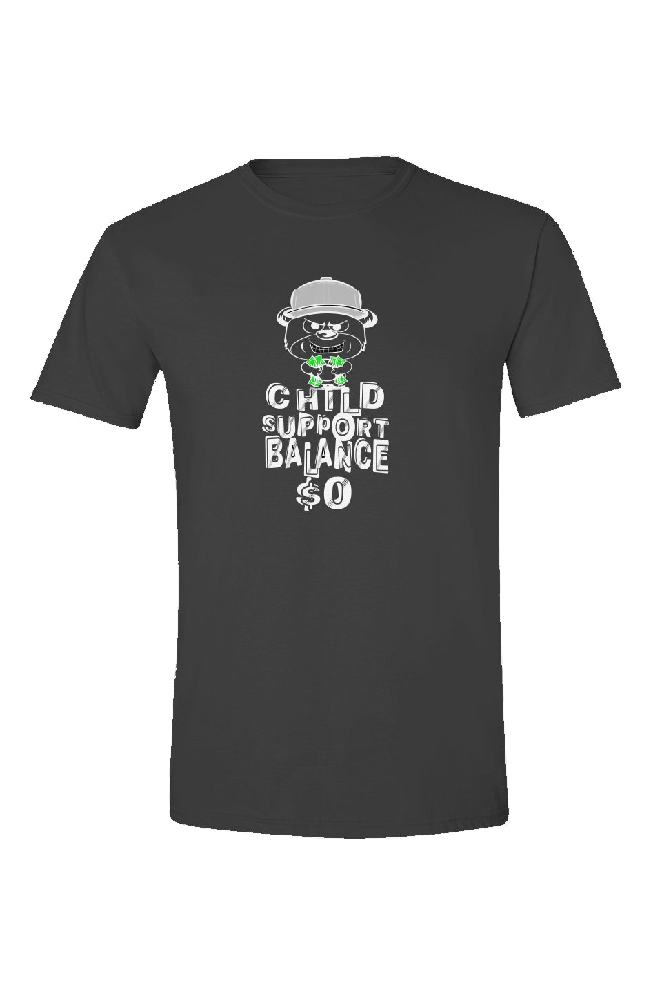 Black tee; silver
