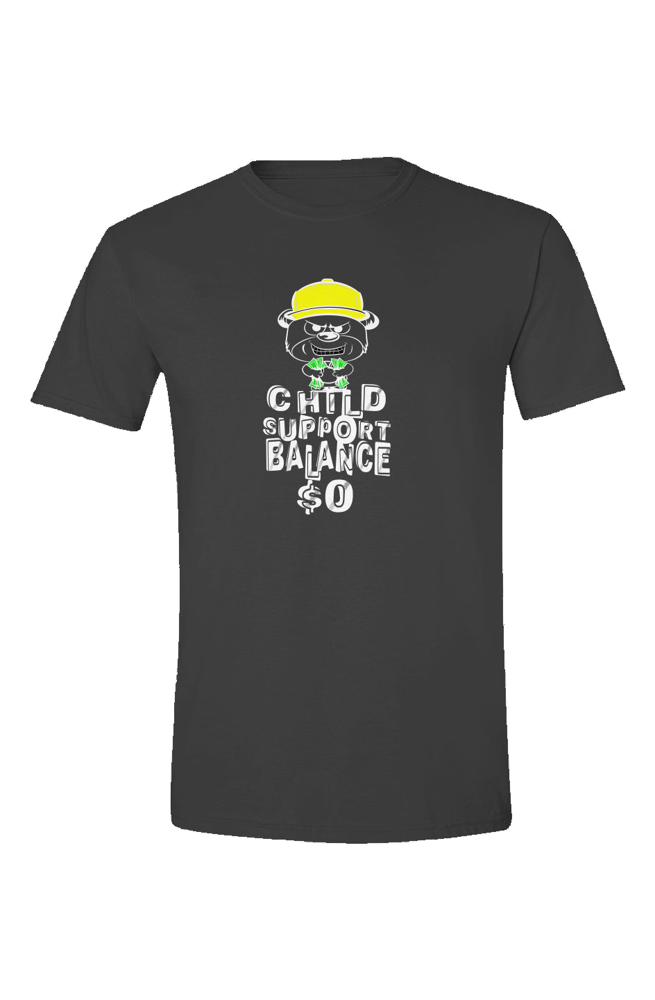 Black tee; yellow