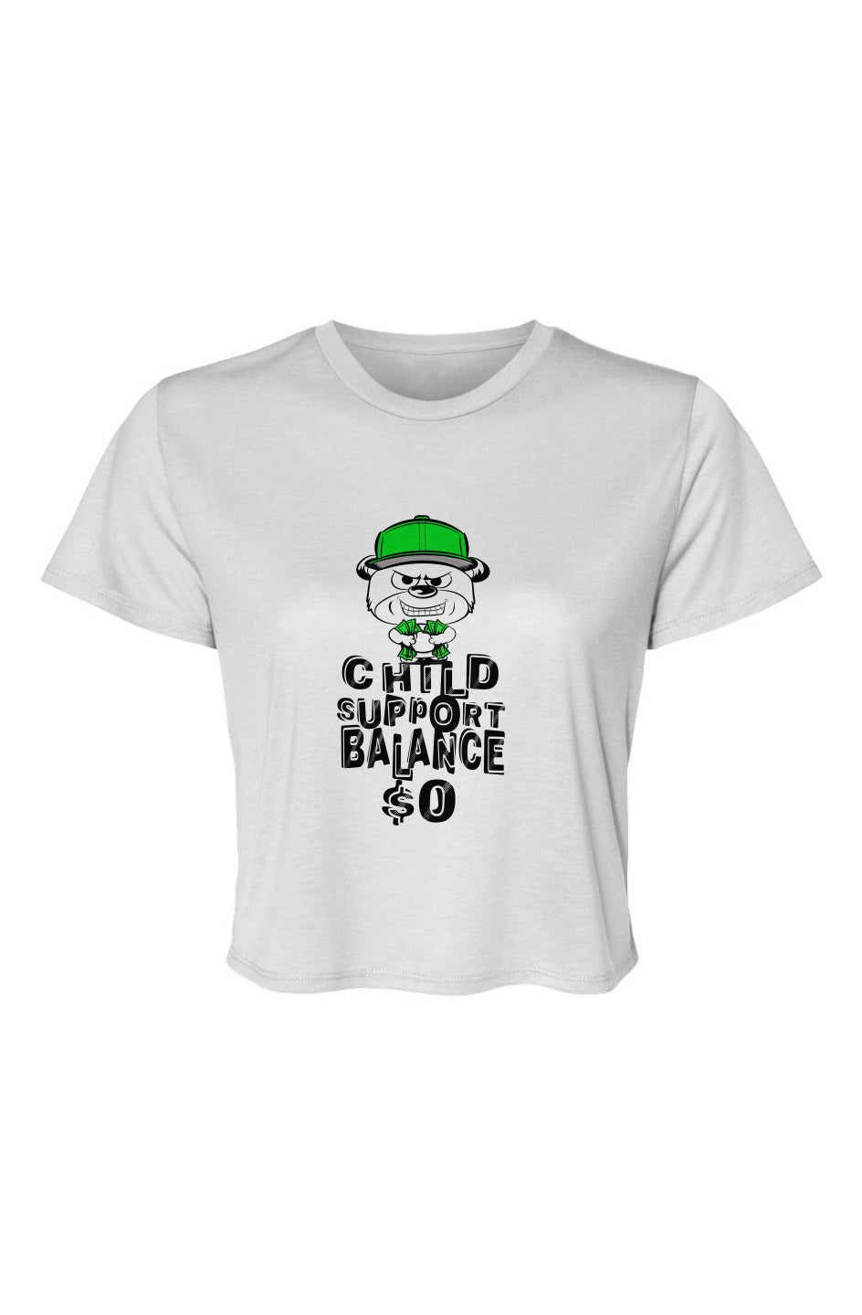 Women’s Flowy Cropped Tee; Whit; Green