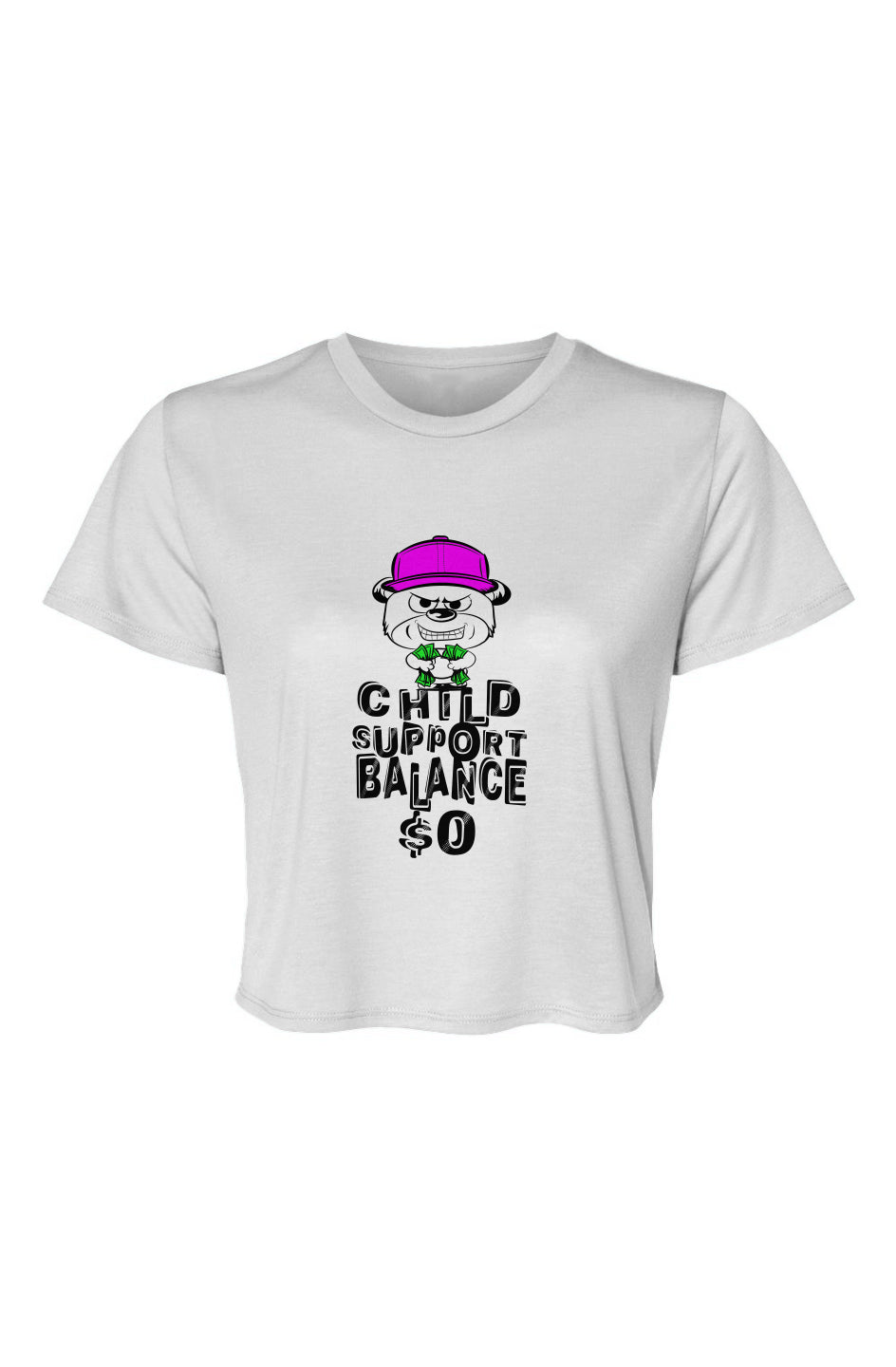 Women’s Flowy Cropped Tee; White; Magenta