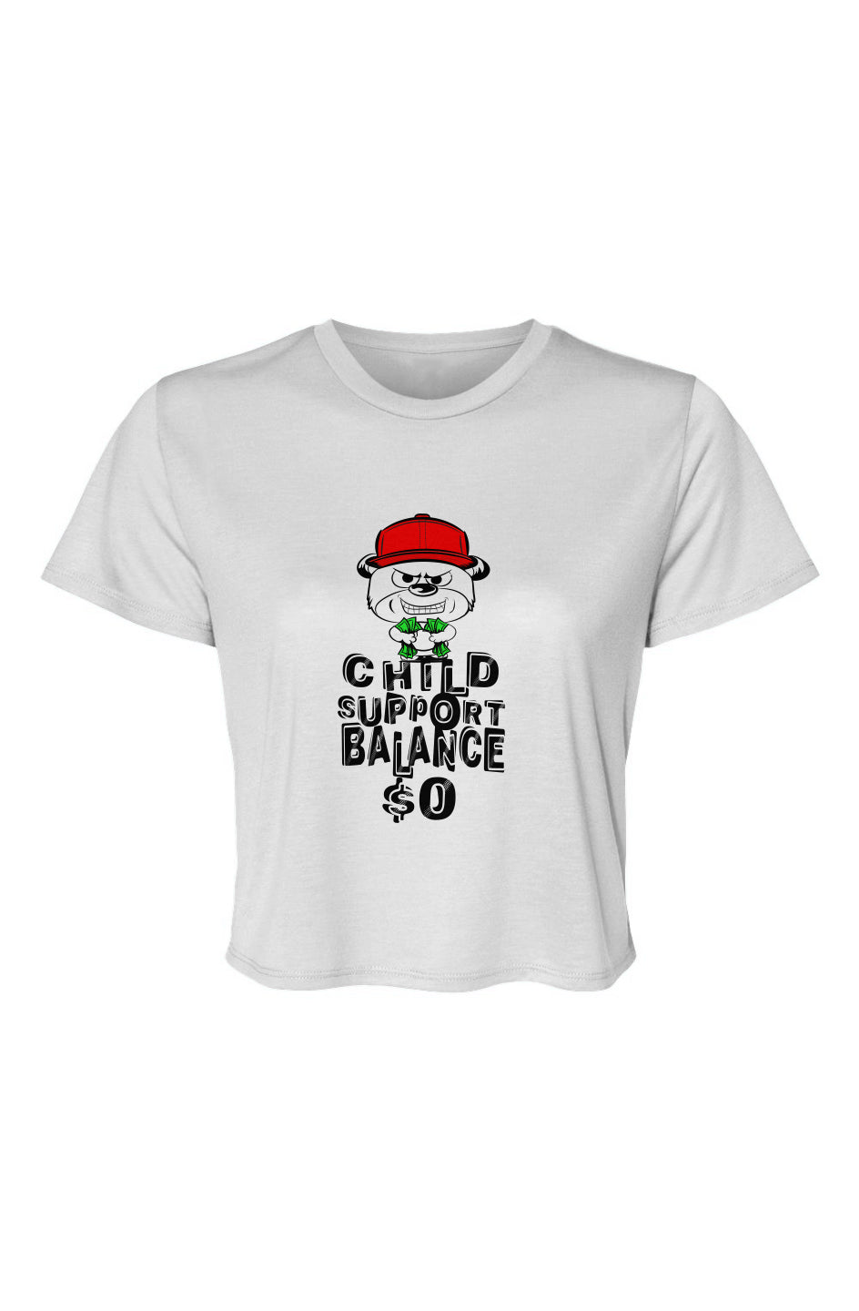 Women’s Flowy Cropped Tee; White; Red