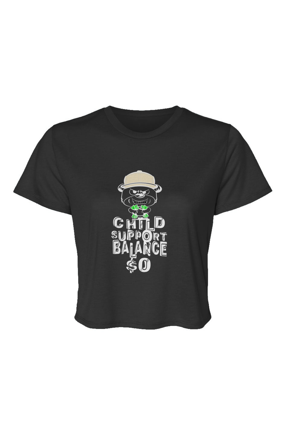 Women’s Flowy Cropped Tee; Black; Beige