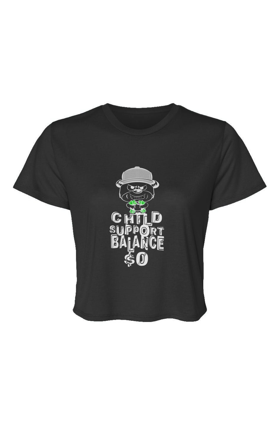 Women’s Flowy Cropped Tee; Black; Silver