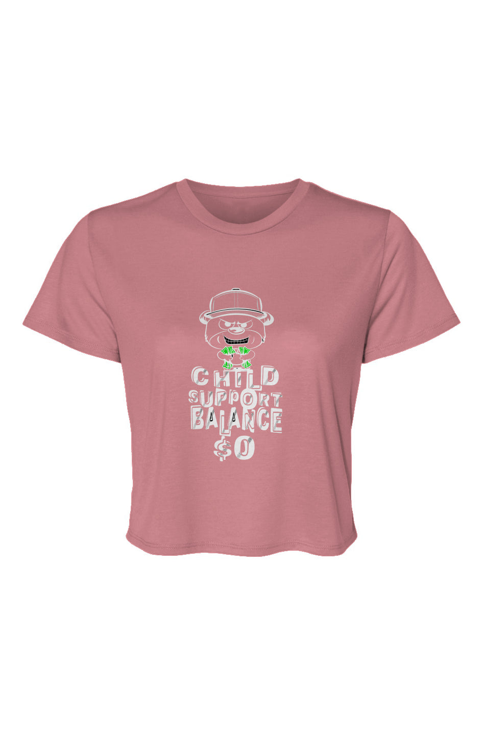 Women’s Flowy Cropped Tee; Mauve; White