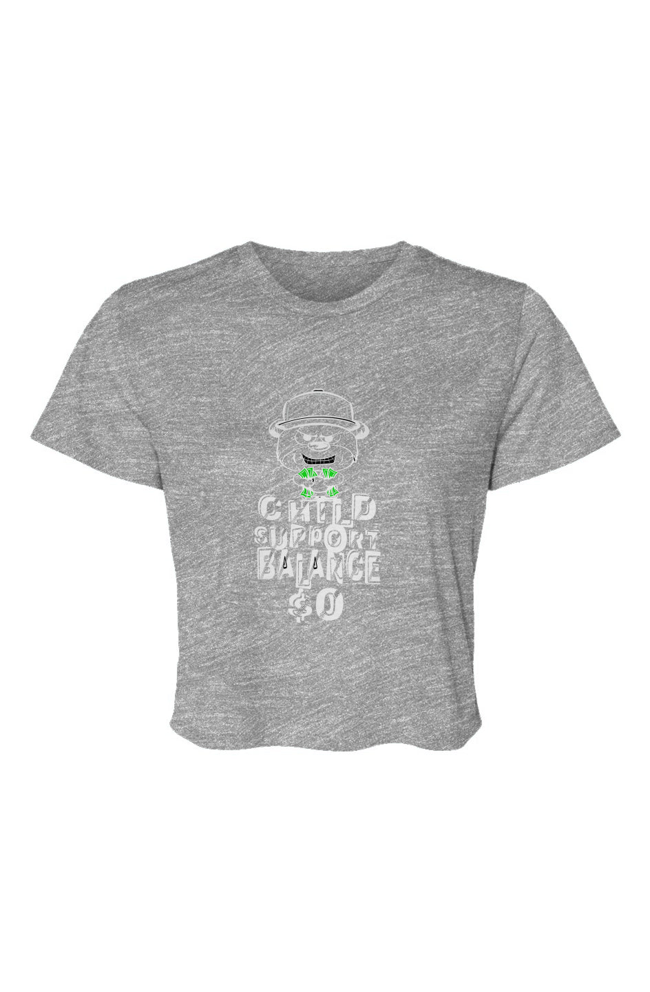Women’s Flowy Cropped Tee; Grey; White