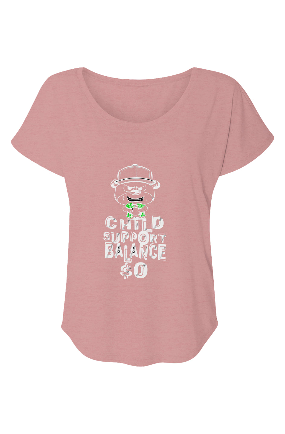 Women’s Triblend Short Sleeve Dolman; Desert Pink;