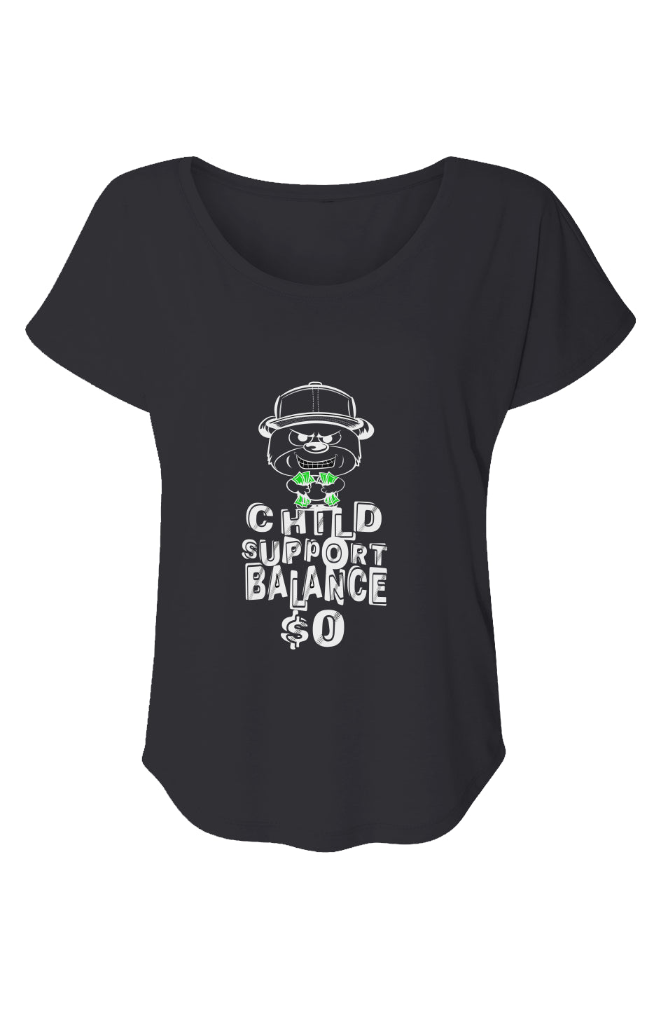 Women’s Triblend Short Sleeve Dolman; Black