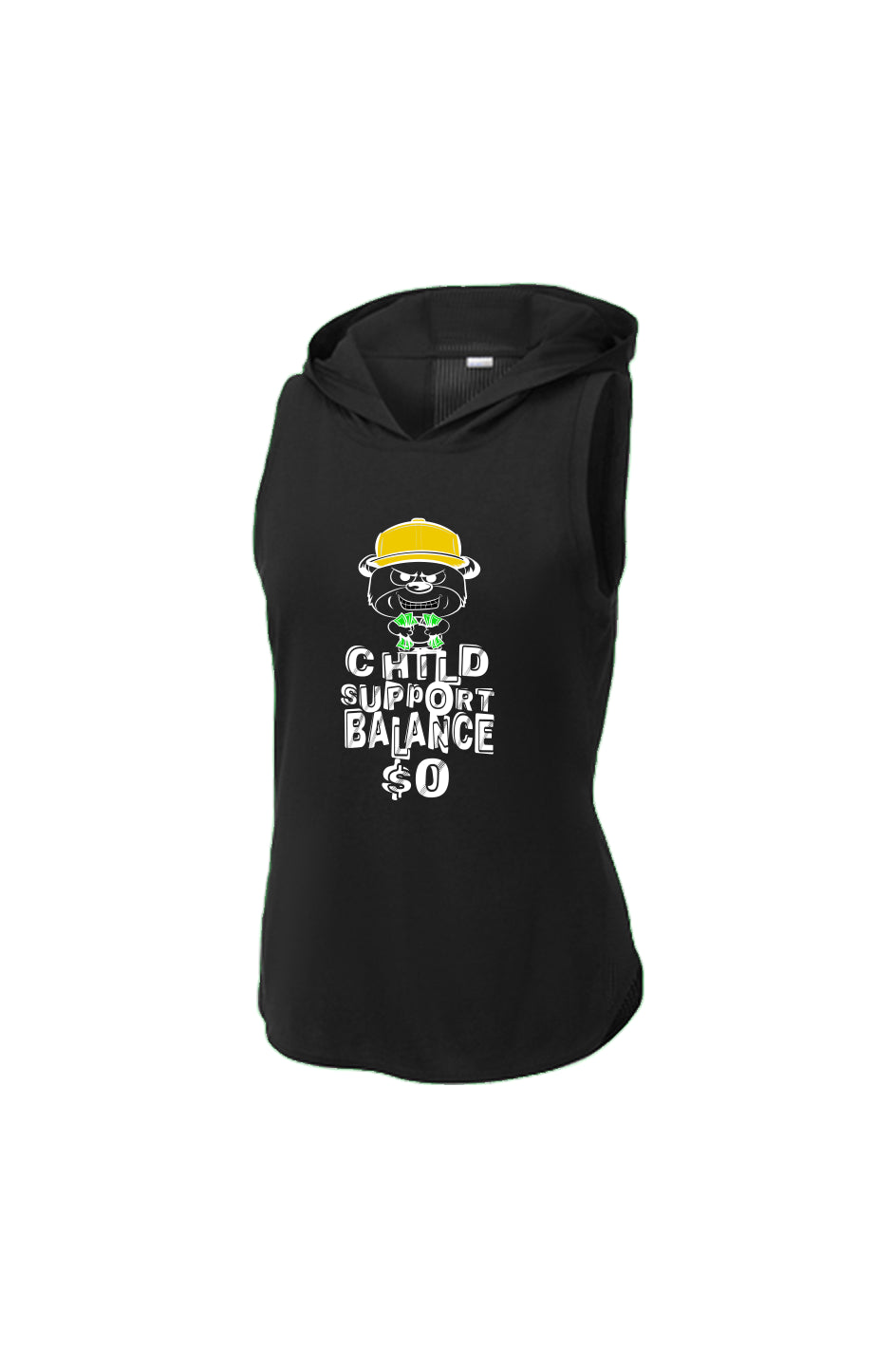 Black/ Black Triad Solid Hoodie Tank; Gold