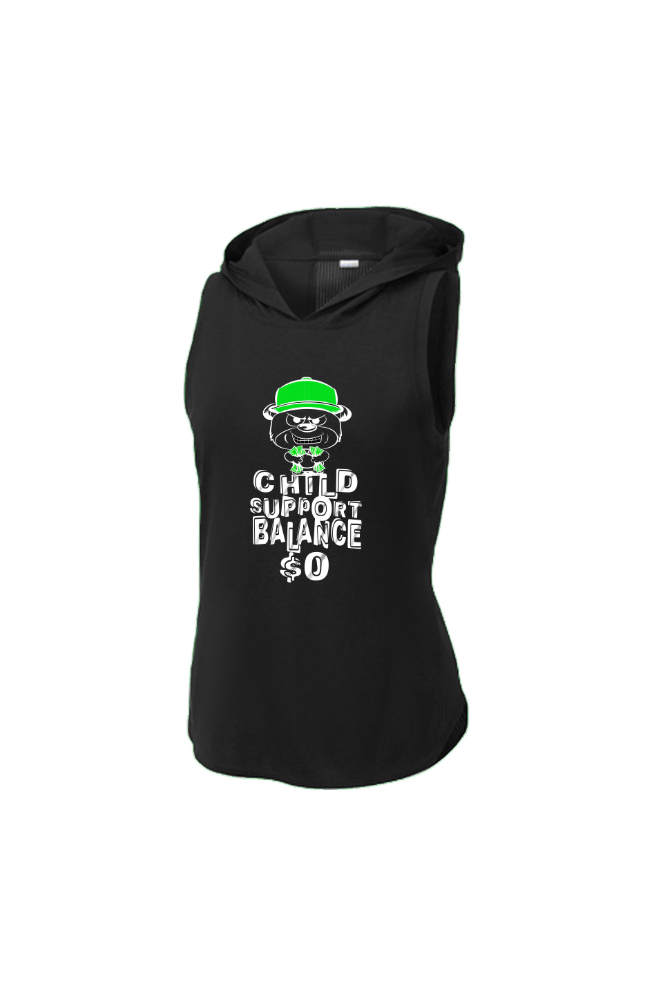 Black/ Black Triad Solid Hoodie Tank; Green