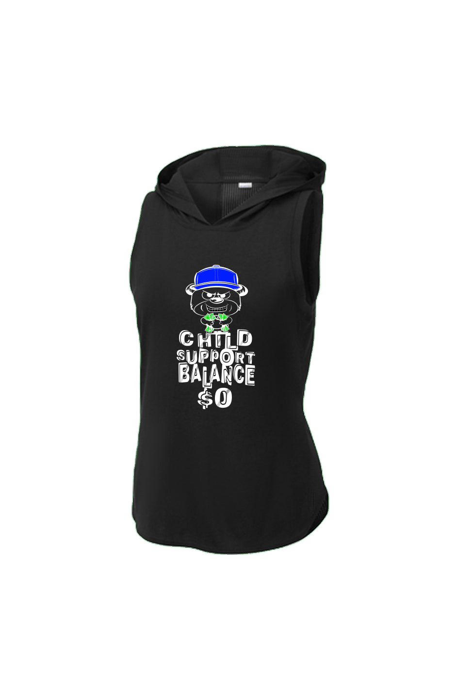 Women's Black/ Black Triad Solid Hoodie Tank; Blue