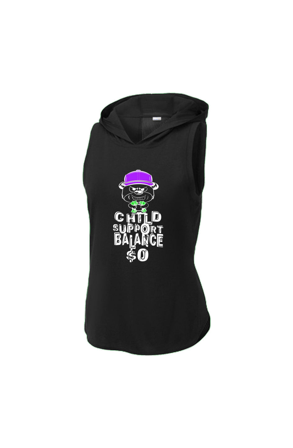 Women's Black/ Black Triad Solid Hoodie Tank; Purp