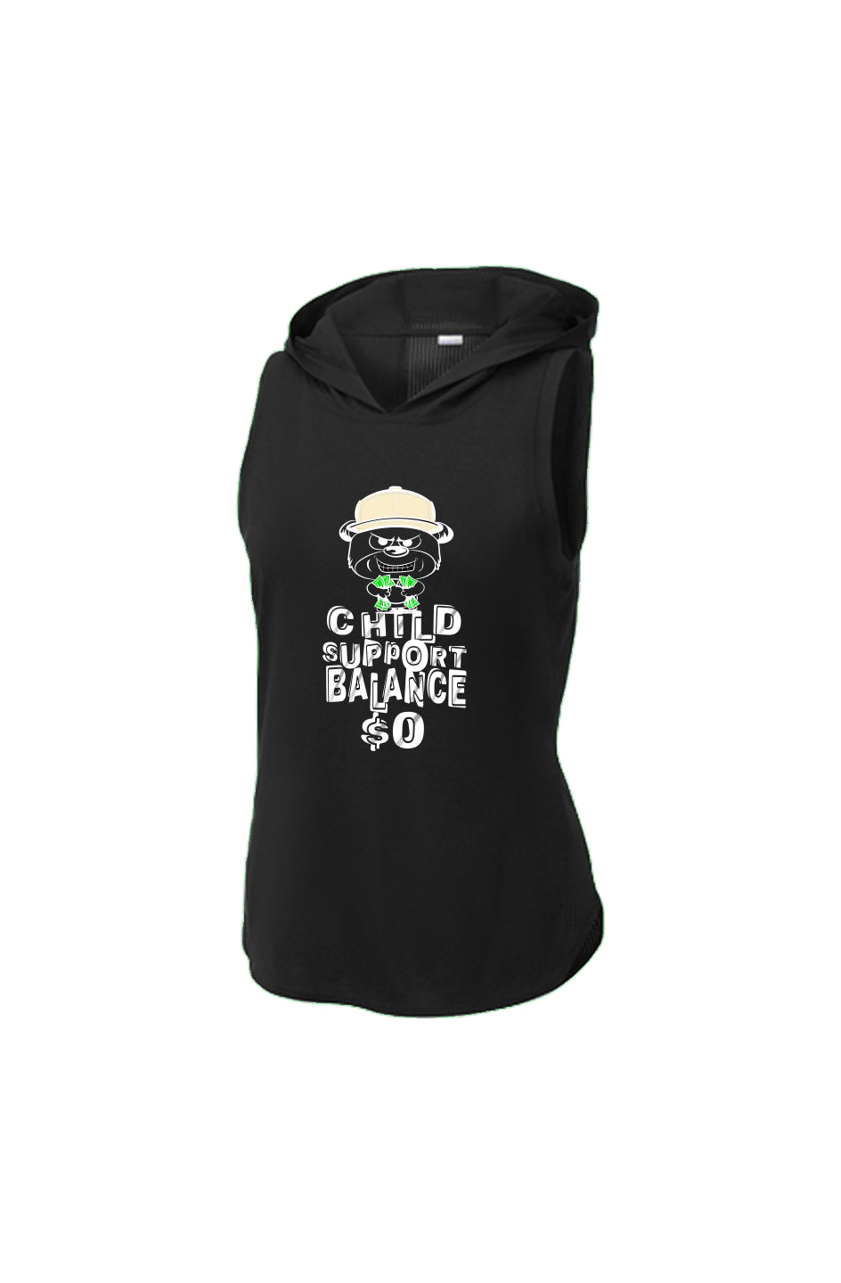 Women's Black/ Black Triad Solid Hoodie Tank; beig