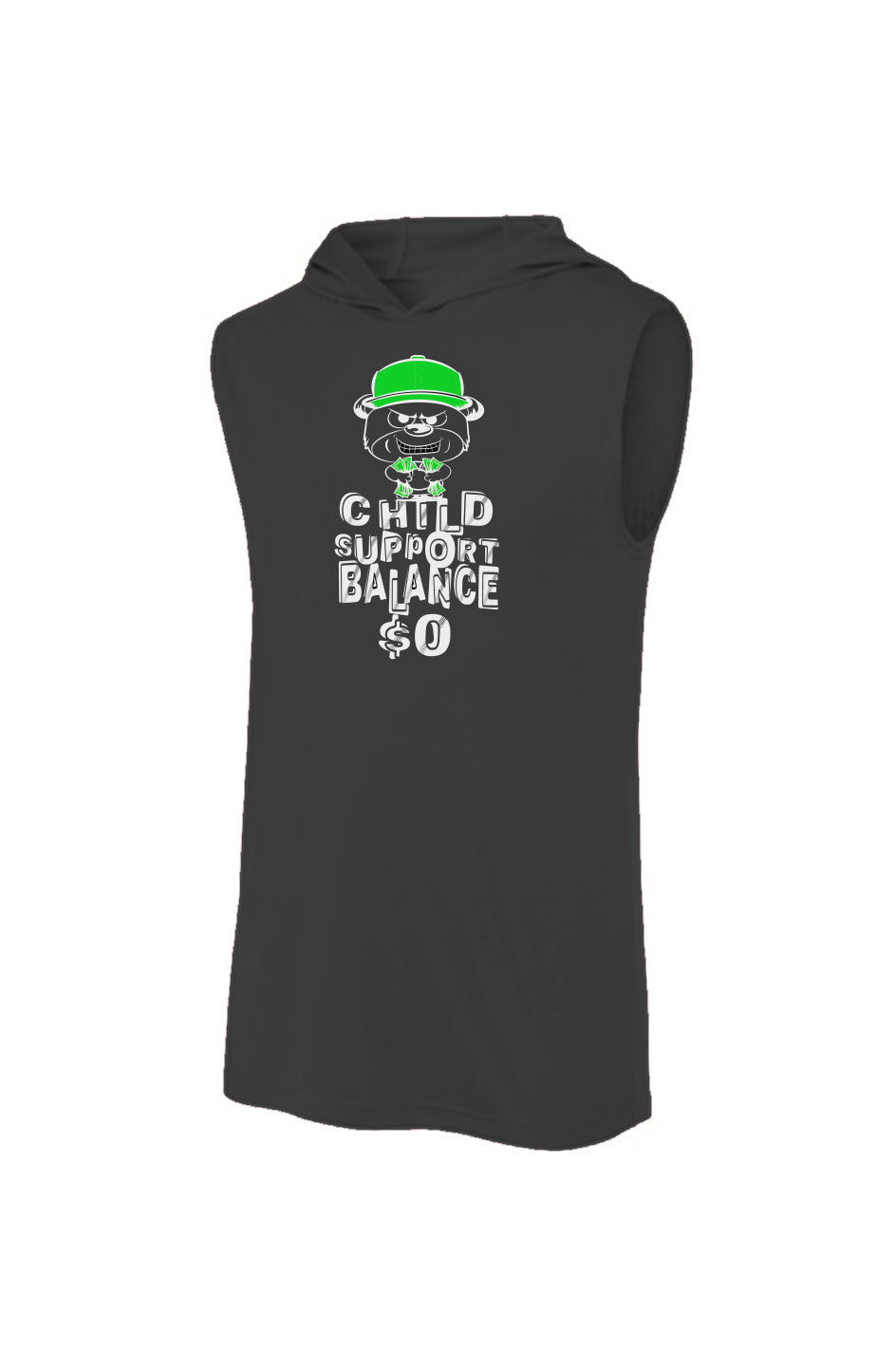 Sport-Tek Sleeveless Black Hoodie; Green