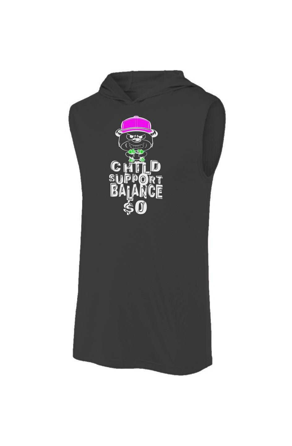 Sport-Tek Sleeveless Black Hoodie; Magenta