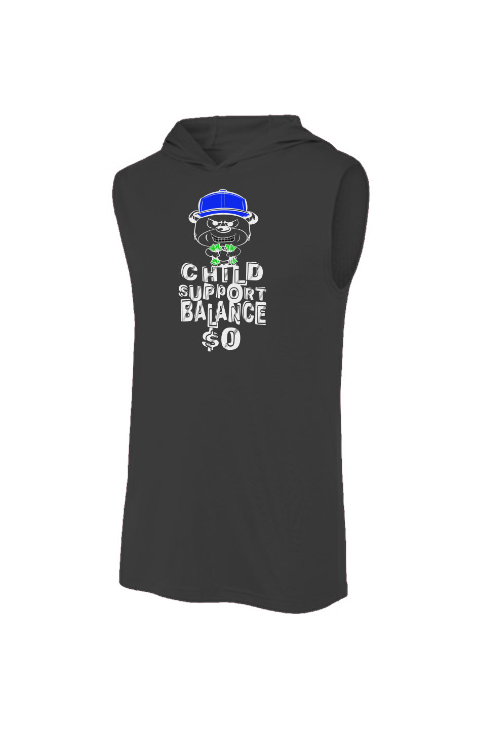 Sport-Tek Sleeveless Black Hoodie; Blue