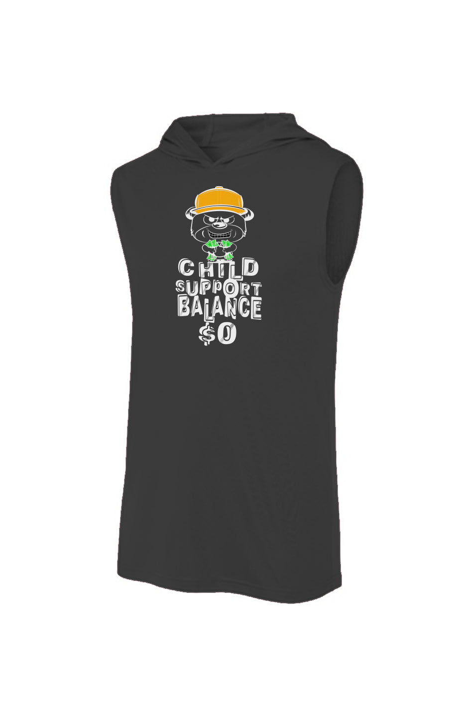 Sport-Tek Sleeveless Black Hoodie; Orange