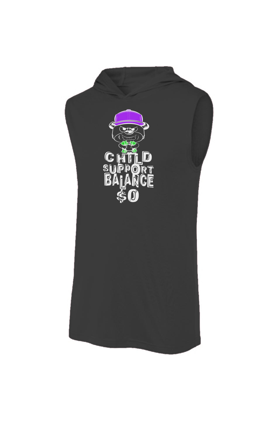 Sport-Tek Sleeveless Black Hoodie; Purple
