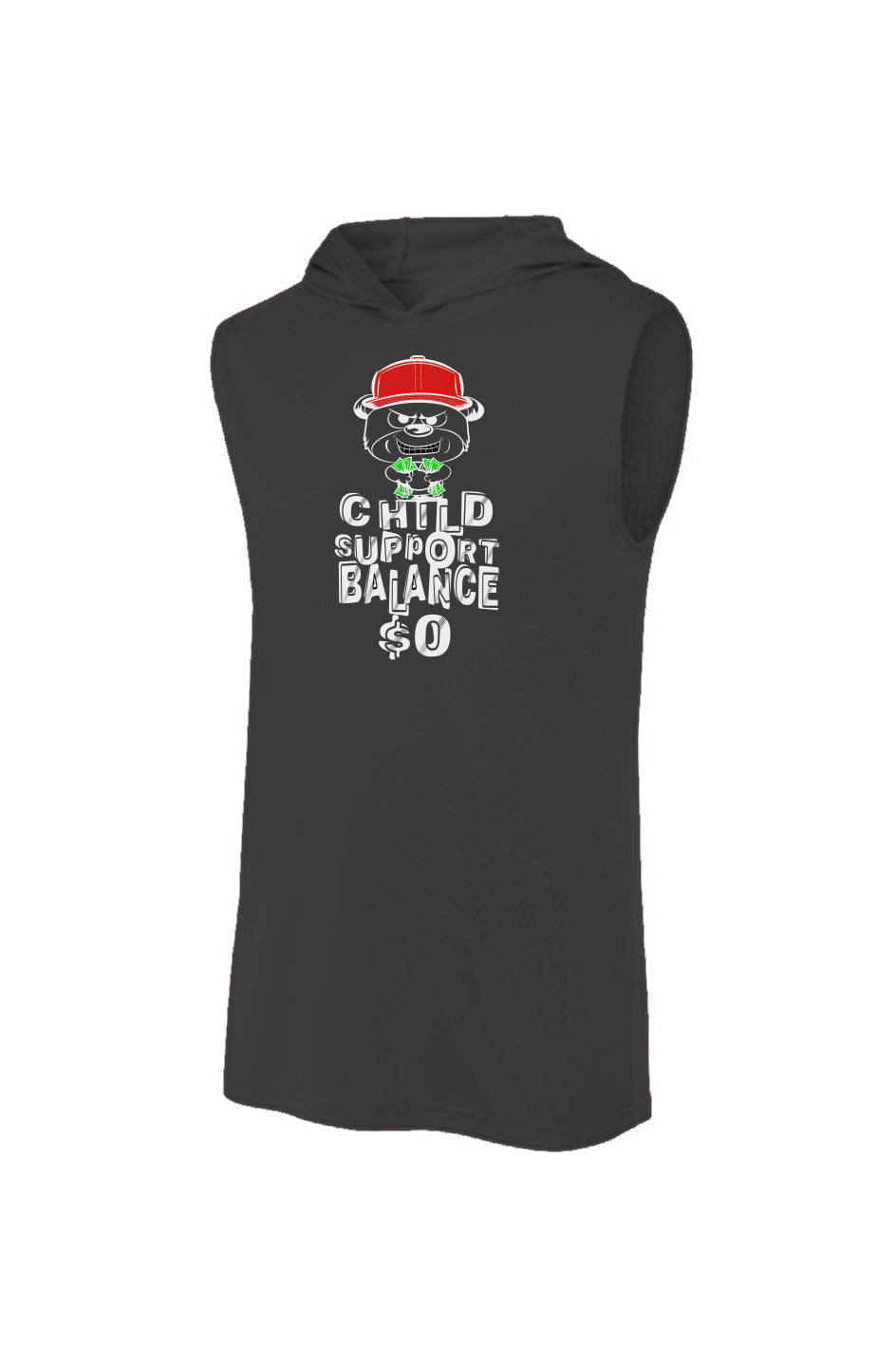 Sport-Tek Sleeveless Black Hoodie; Red