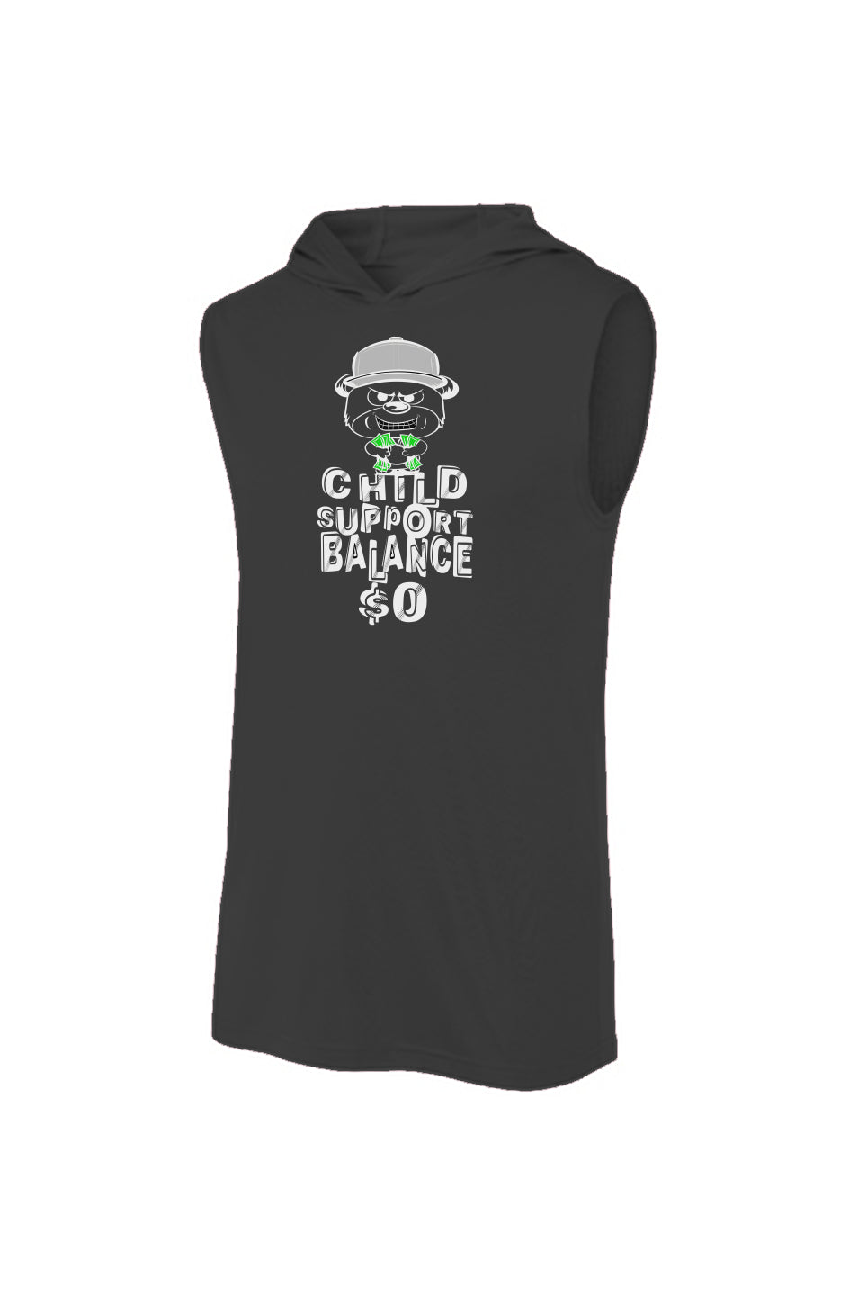Sport-Tek Sleeveless Black Hoodie; Silver