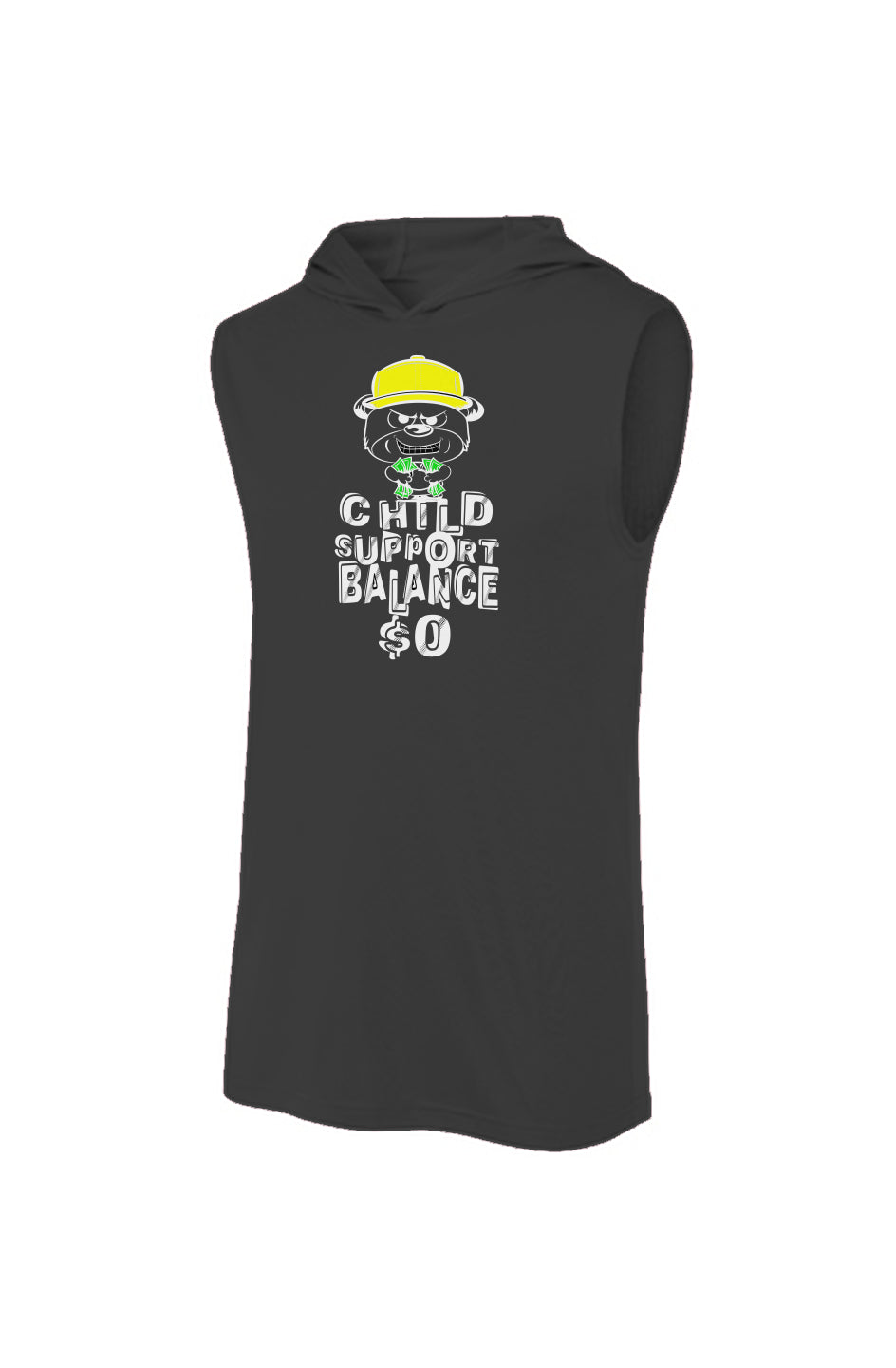 Sport-Tek Sleeveless Black Hoodie; Yellow