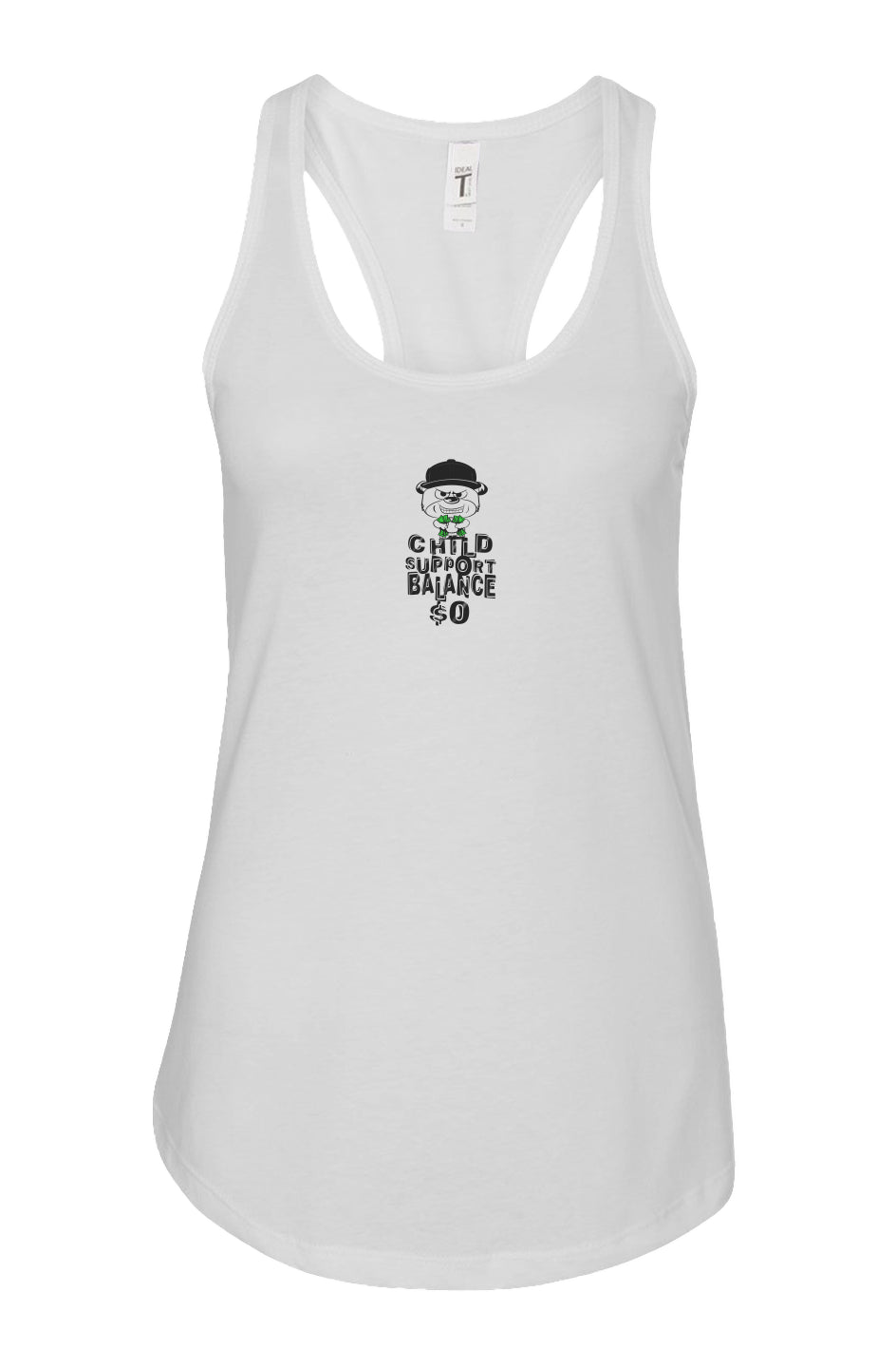 Women's: Racerback Tank; White; Black