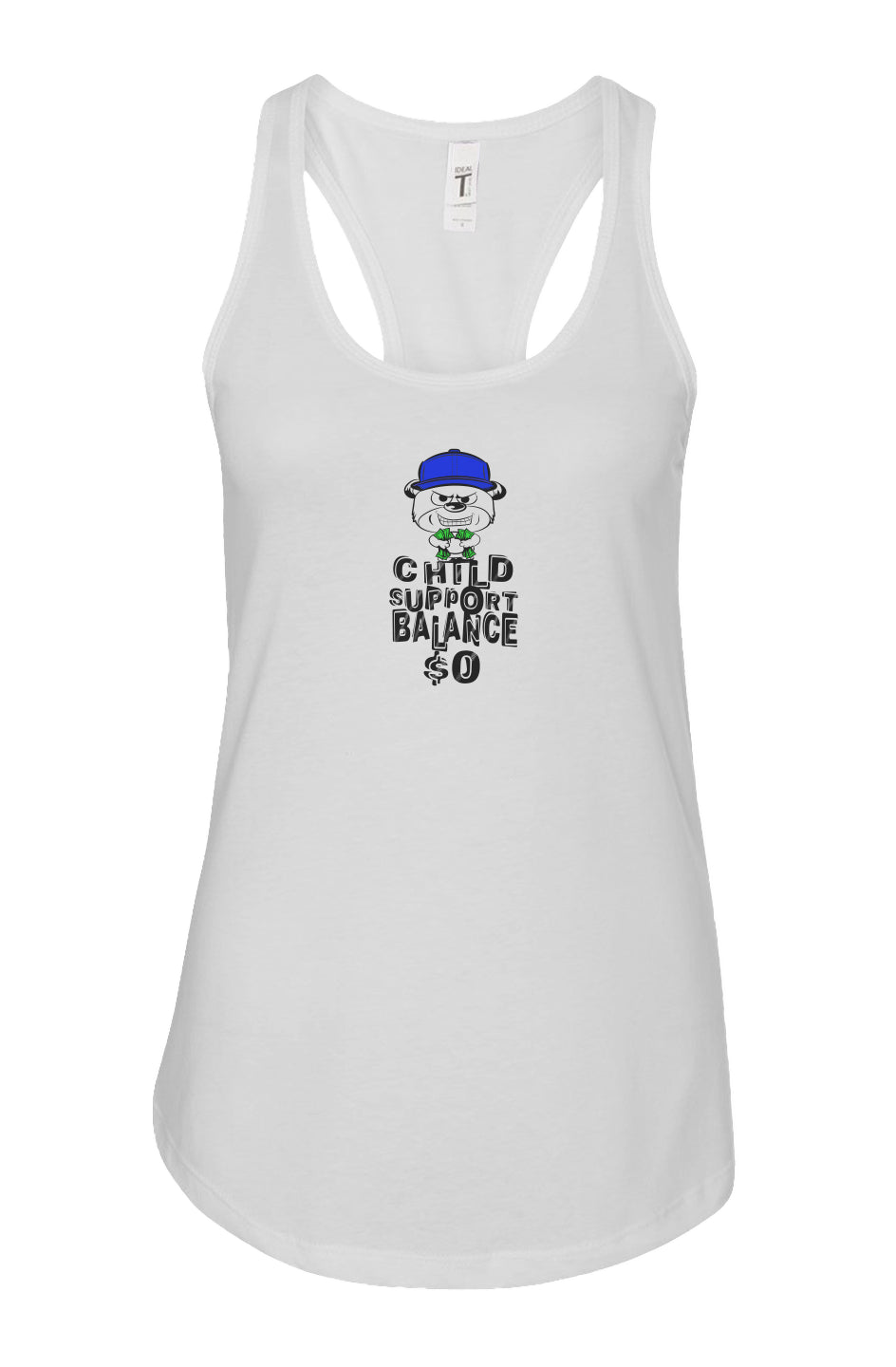 Women's: Racerback Tank; White; Blue