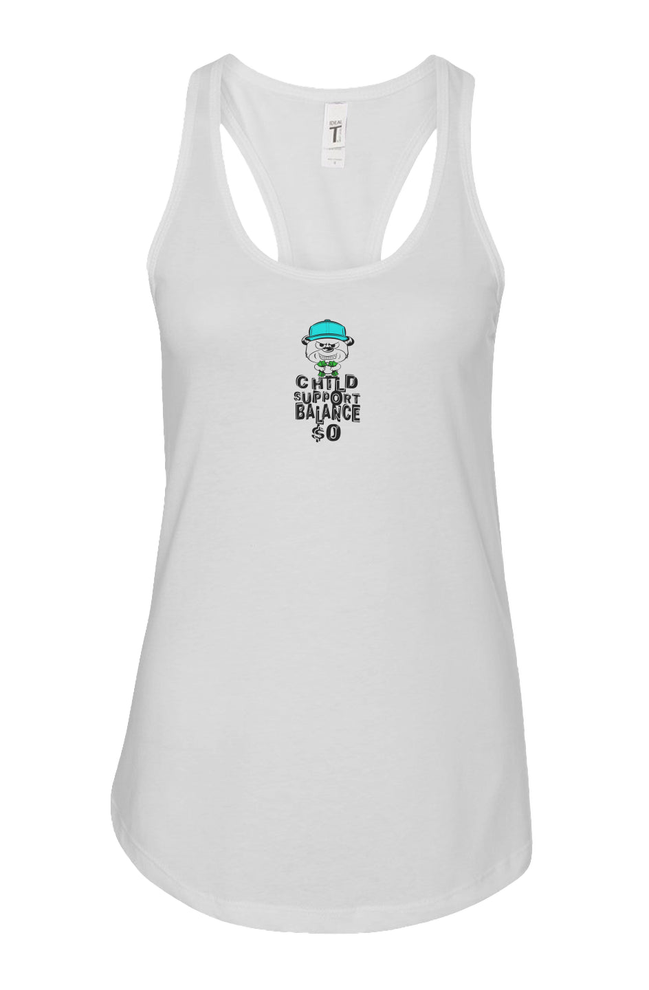 Women's: Racerback Tank; White; Cyan