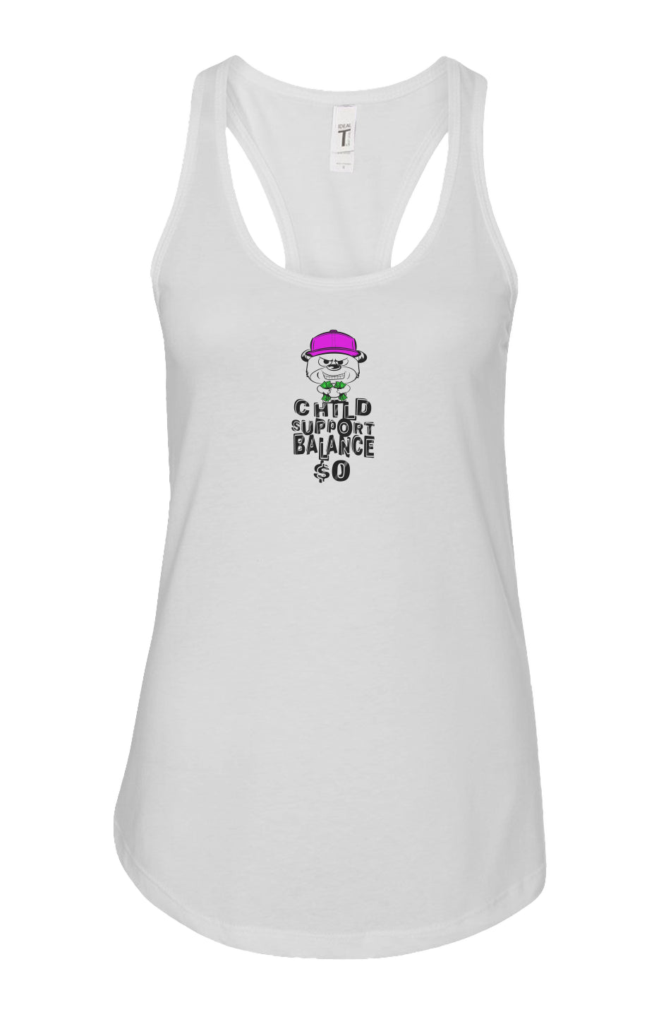 Women's: Racerback Tank; White; Magenta