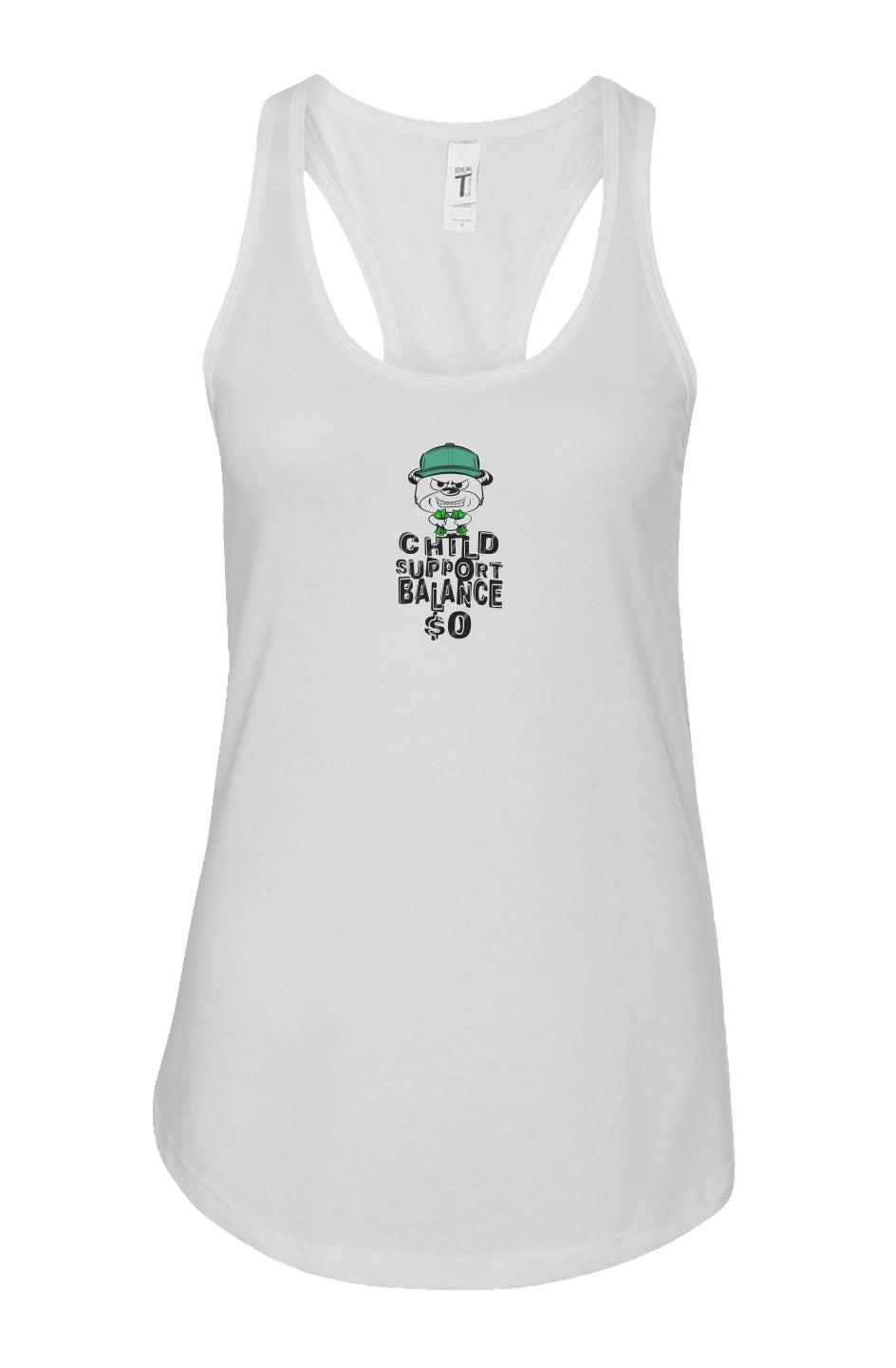Women's: Racerback Tank; White; Mint green