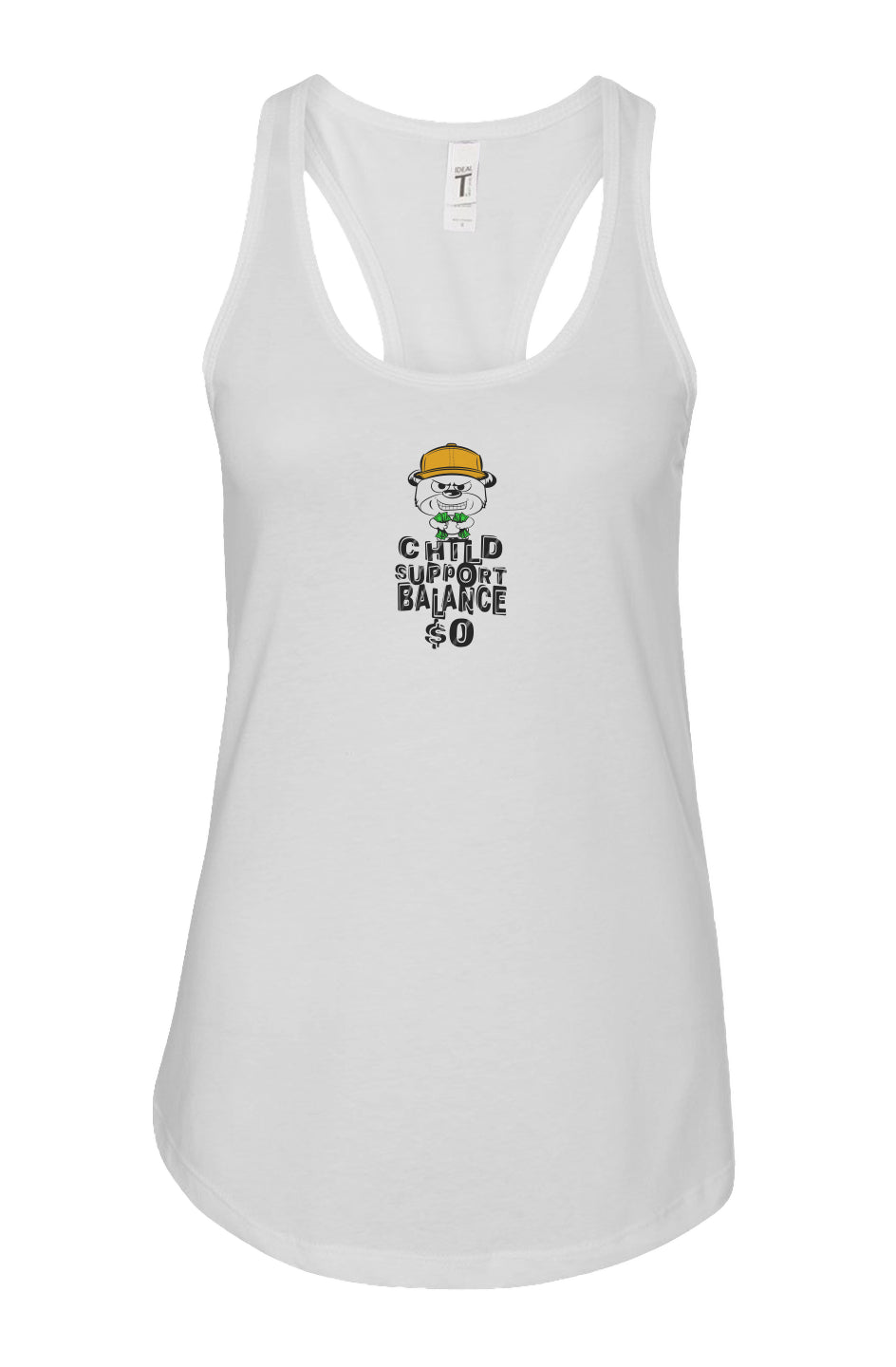 Women's: Racerback Tank; White; Orange