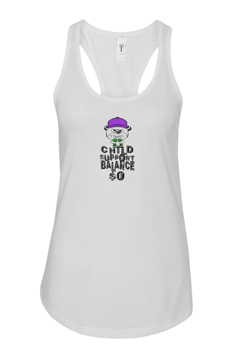 Women's: Racerback Tank; White; Purple