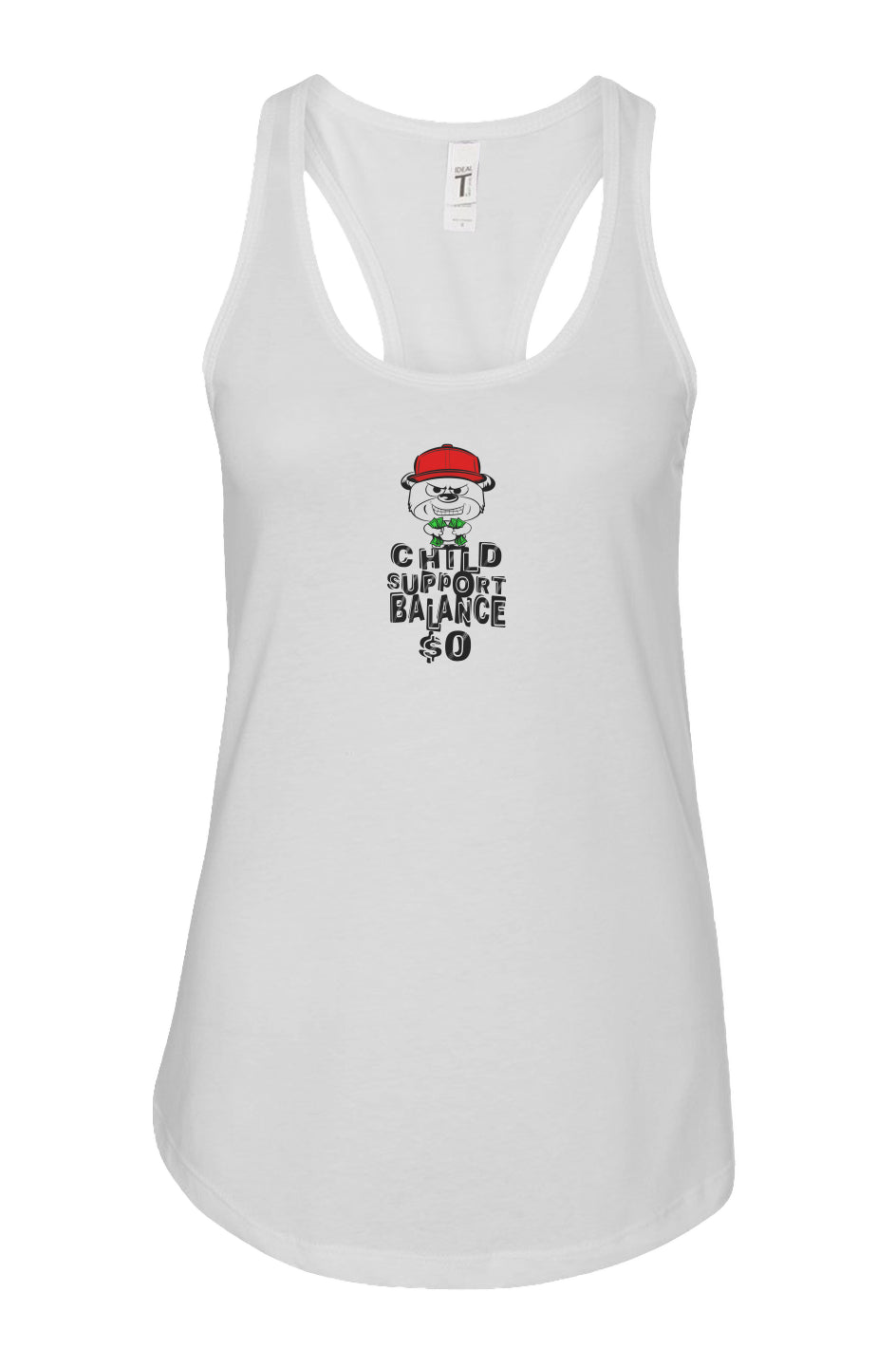 Women's: Racerback Tank; White; Red