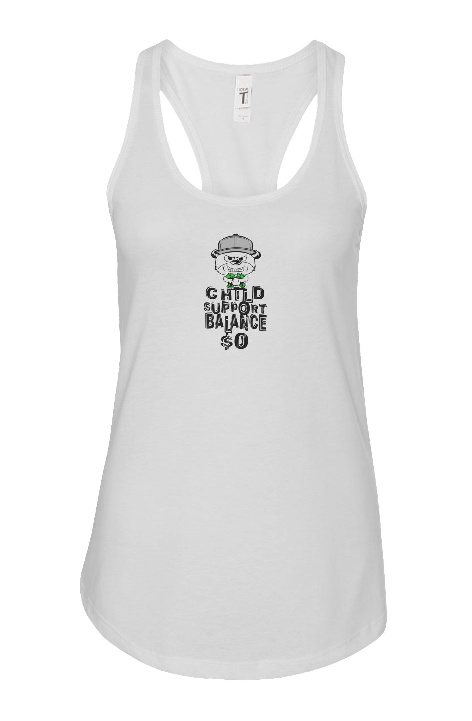 Women's: Racerback Tank; White; Silver