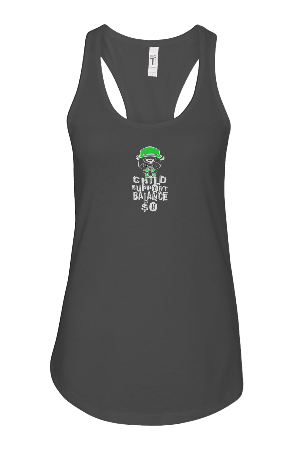 Women's: Racerback Tank; Black; Green