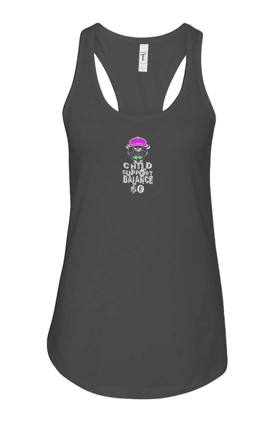 Women's: Racerback Tank; Black; Magenta
