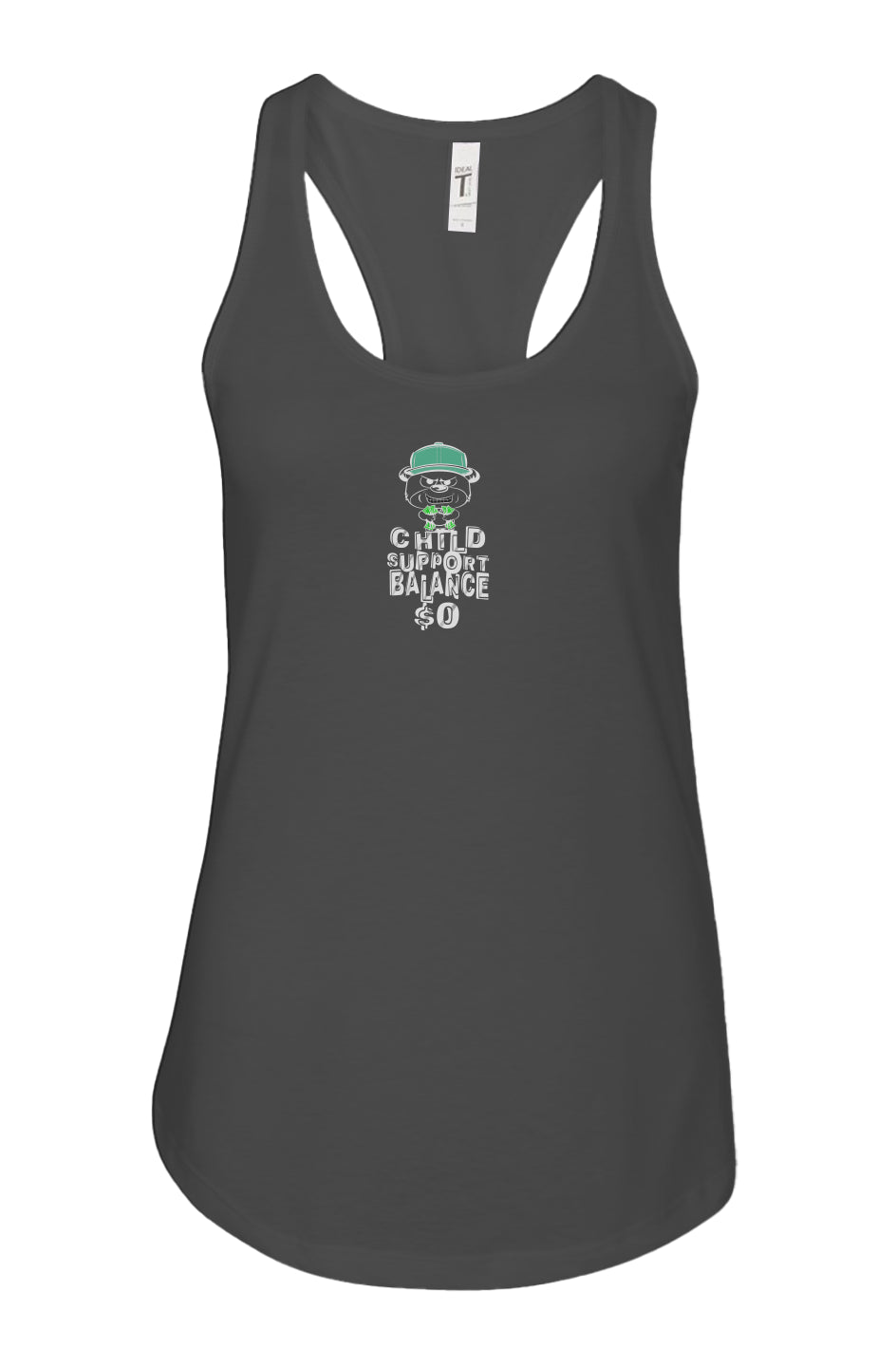 Women's: Racerback Tank; Black; Mint green