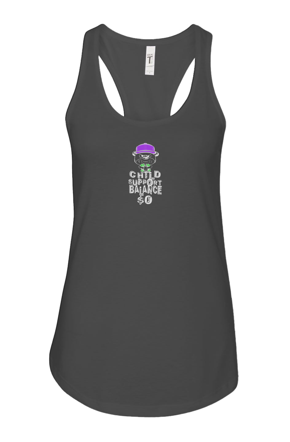 women's: racerback tank; black; Purple