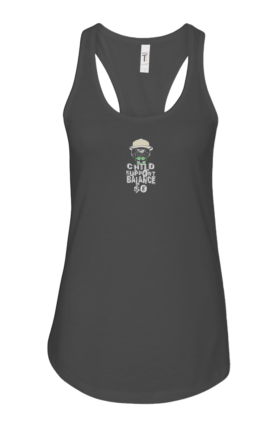 women's: racerback tank; black; Beige