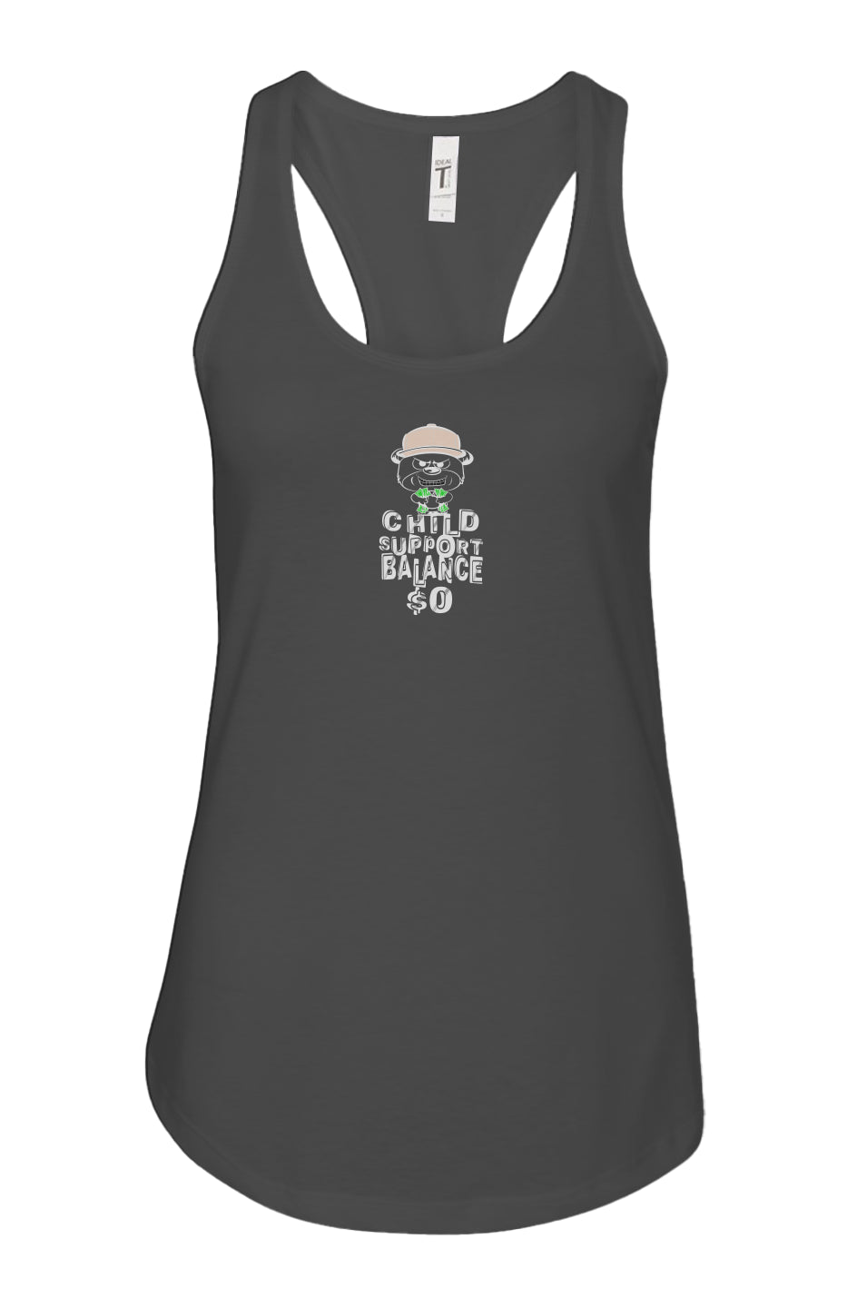women's: racerback tank; black; Peach