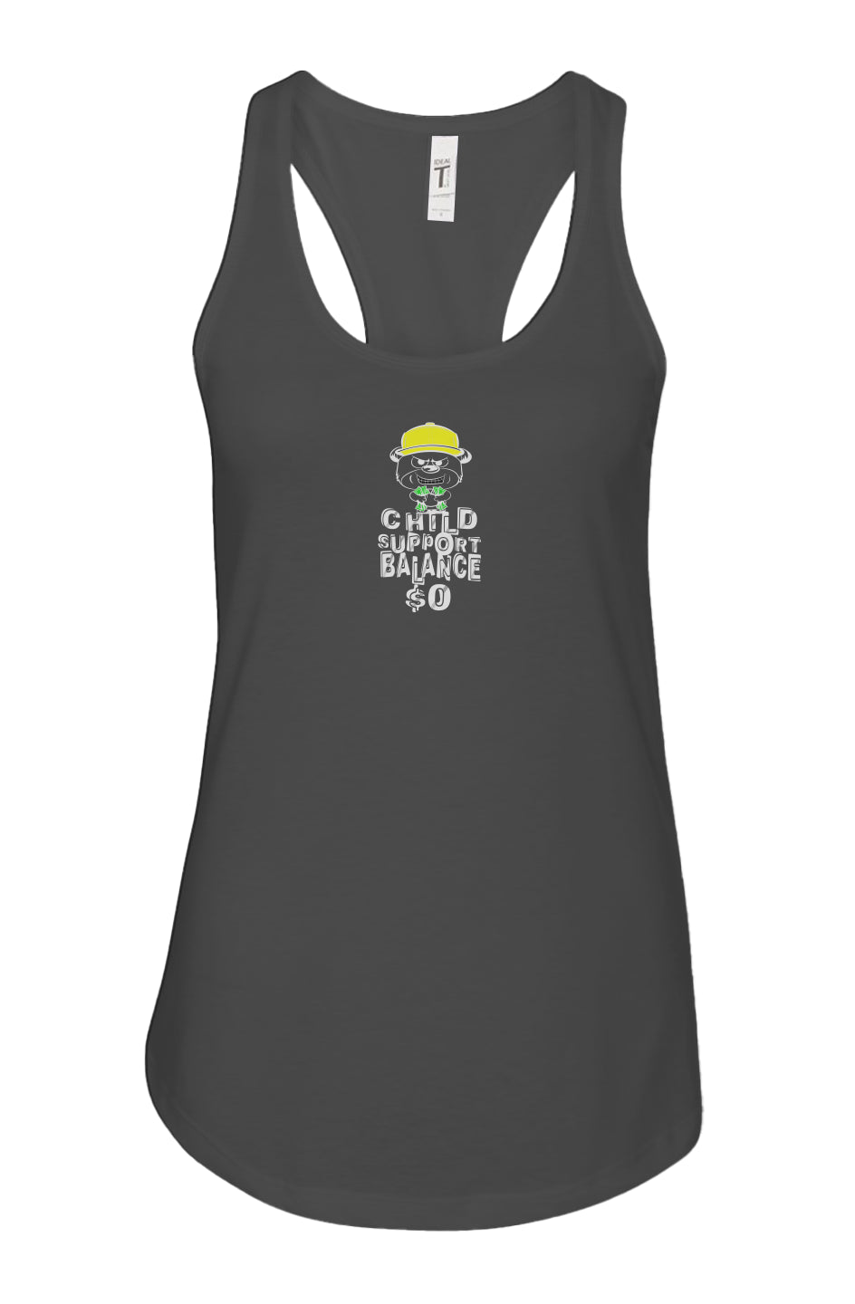 women's: racerback tank; black; Yellow