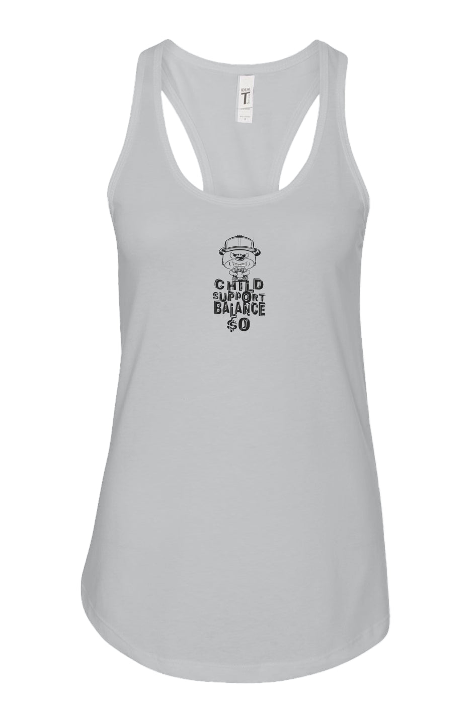 women's: racerback tank; silver; dark