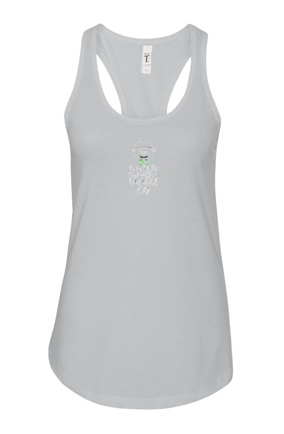 women's: racerback tank; silver